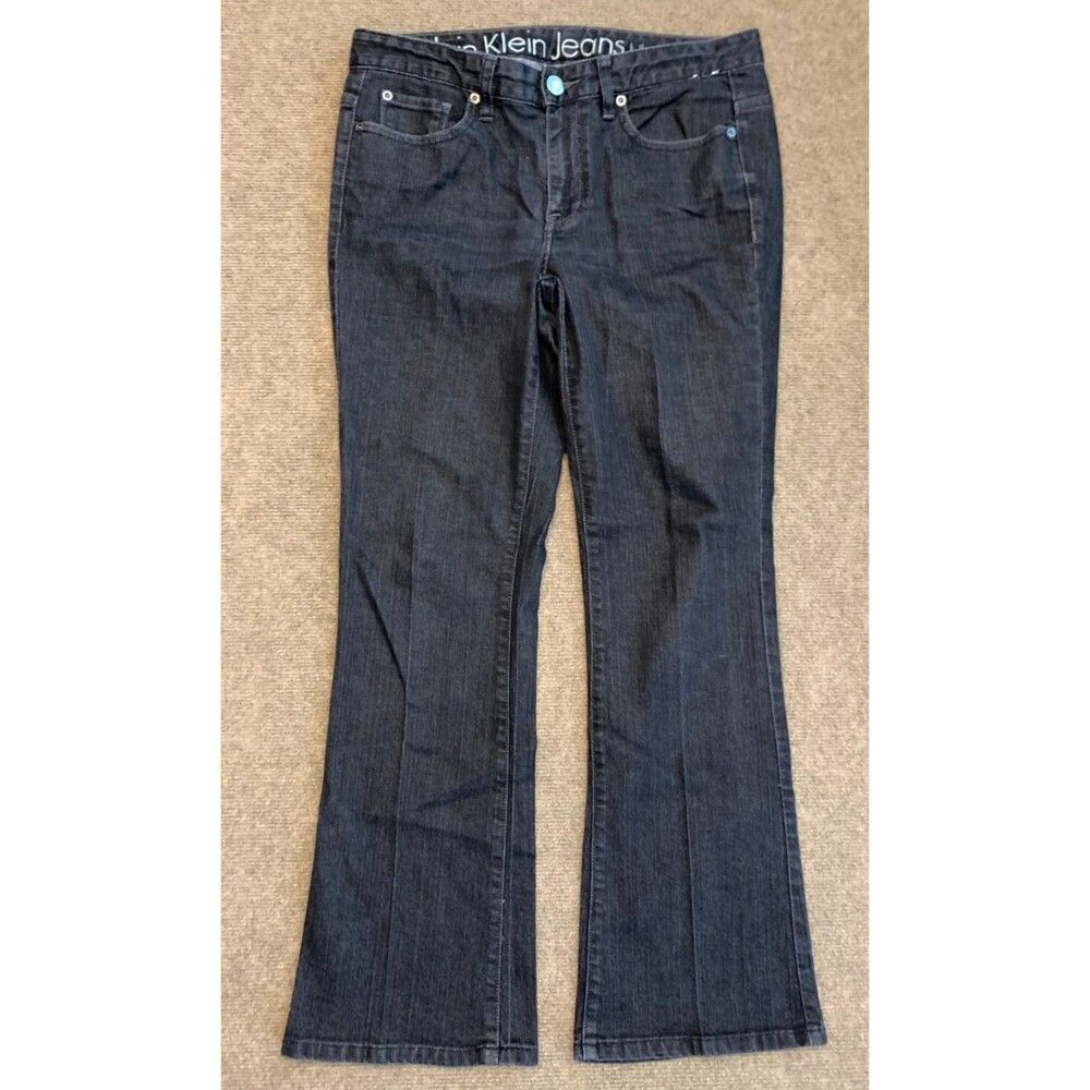 Calvin Klein Jeans Womens 8 Bootcut Mid Rise Black Flared Stretch Denim